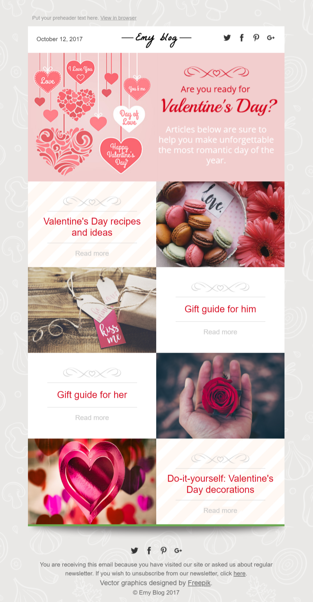 Stripo v-day template for email marketing