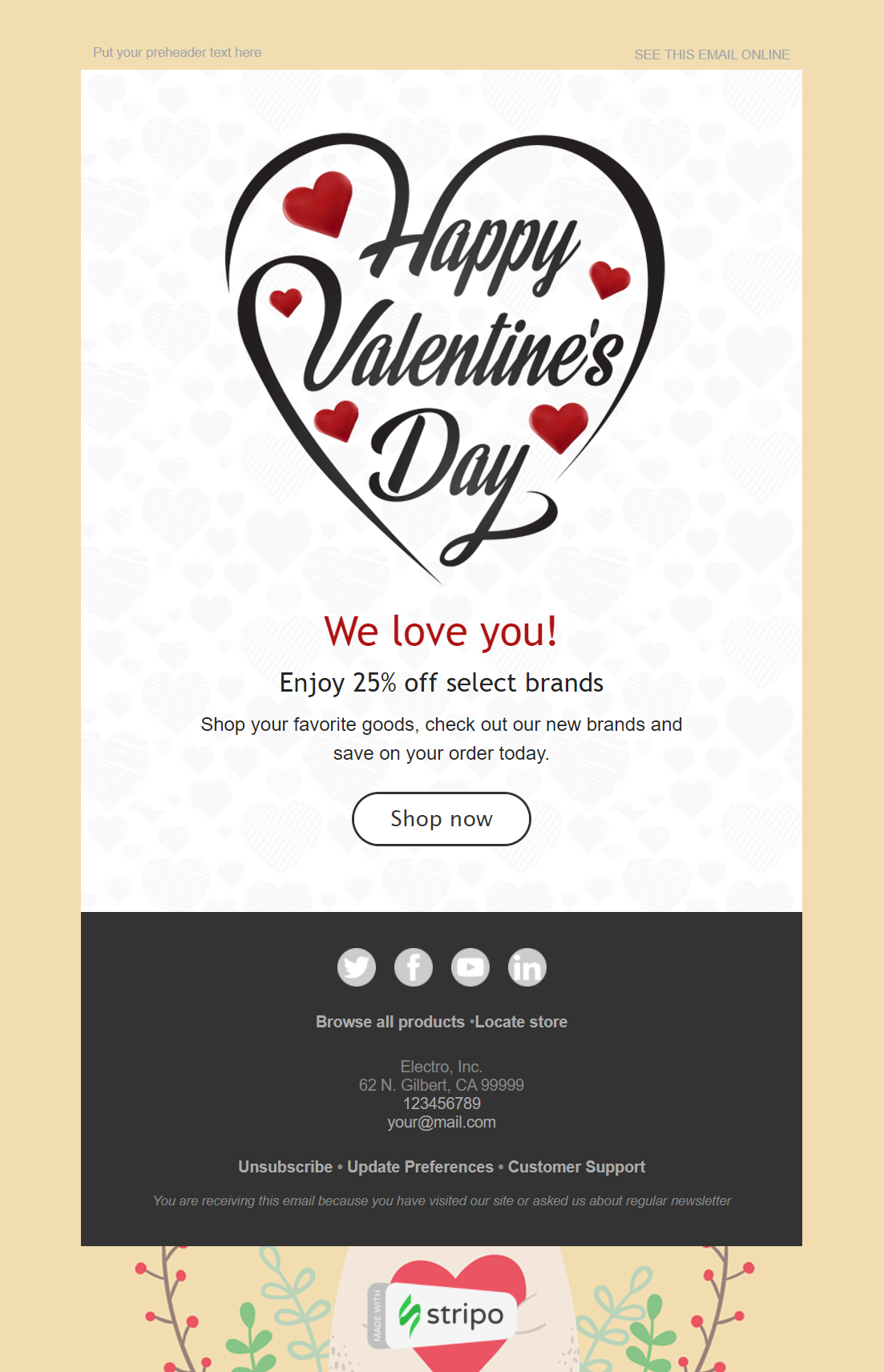 Stripo free valentine's day email template