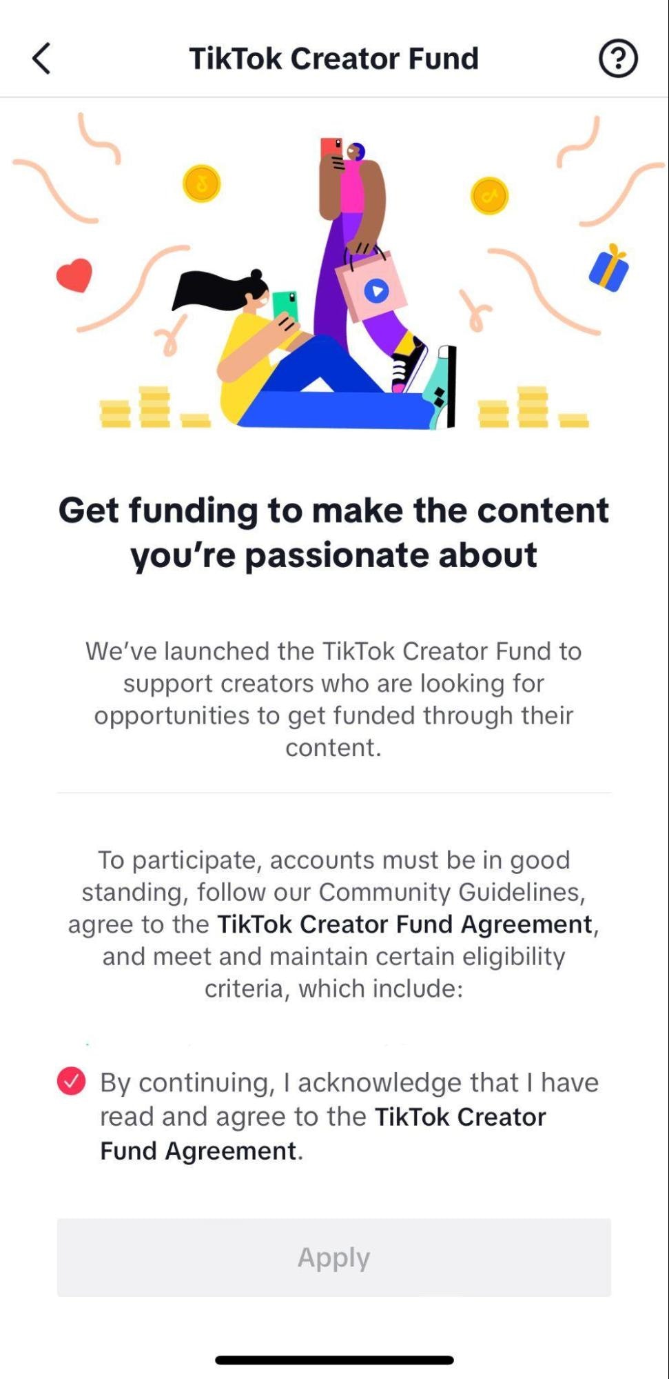 TikTok creator fund application