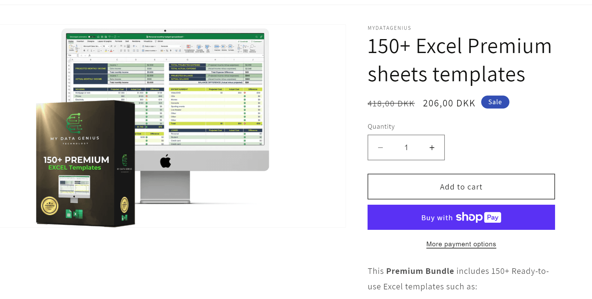 MyDataGenius excel templates