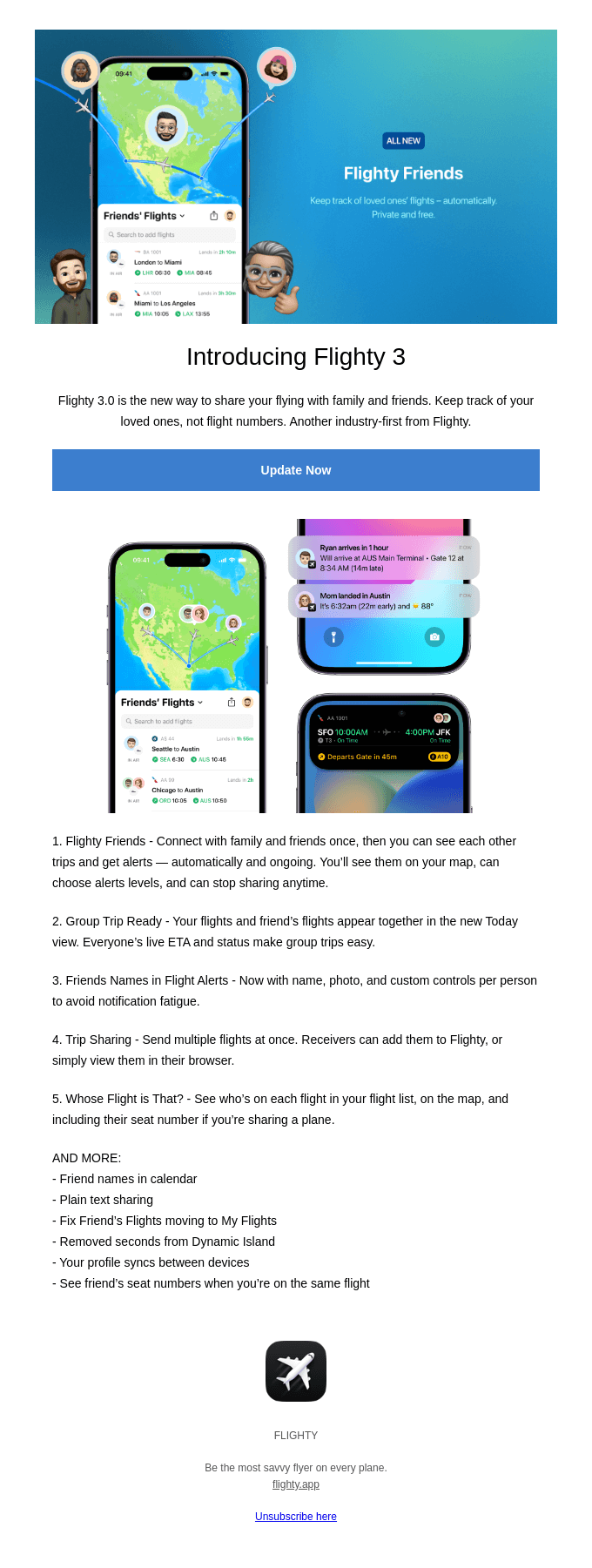 flightly new feature announcement email