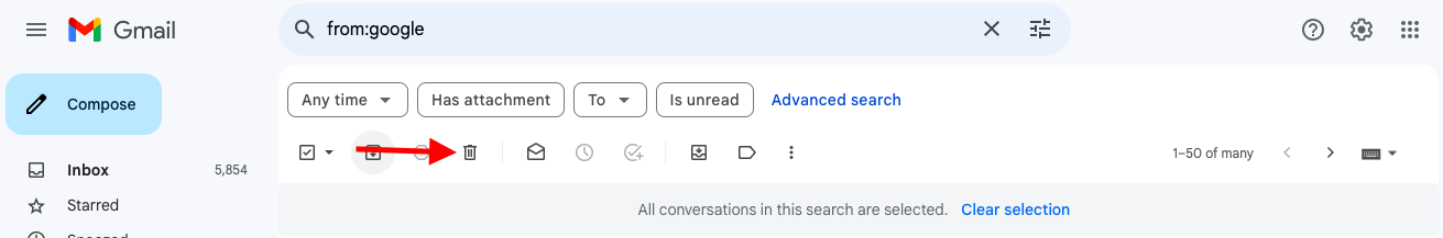 Mass delete emails in gmail by sender