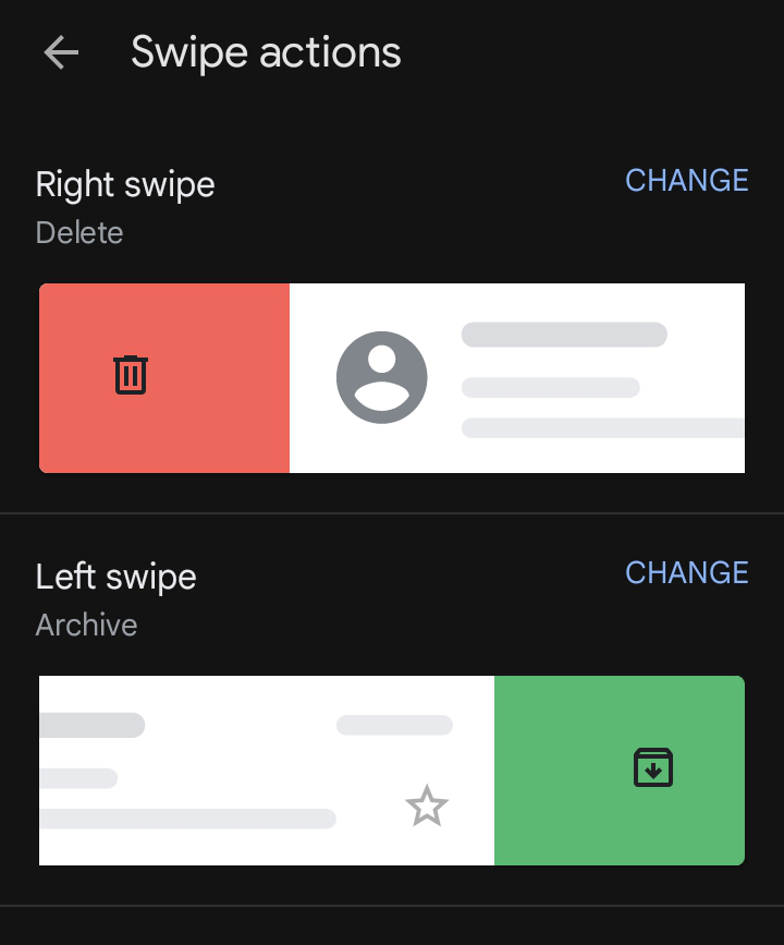 swipe action setup